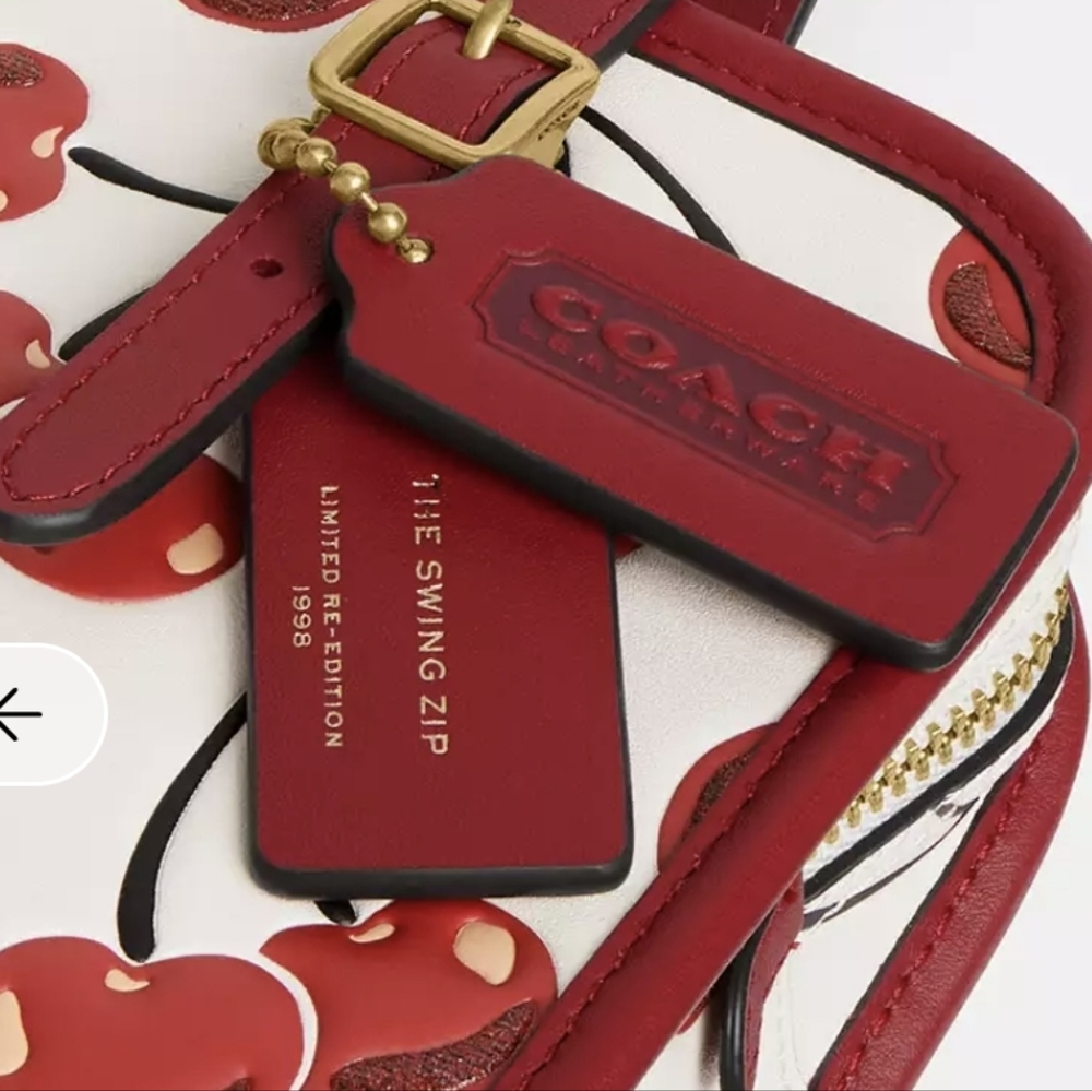 Coach Leather Swing Zip Bag With Cherry Print NWT - Picture 8 of 16